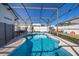 Relaxing screened-in pool with shimmering blue water and outdoor seating area at 121 Sonja Cir, Davenport, FL 33897