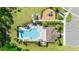 Aerial view of the community pool and playground, highlighting the recreational amenities available to residents at 17411 Million Lakes Ct, Clermont, FL 34714