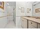 Clean bathroom with granite countertops, and tiled shower, offering a functional and bright space at 320 Isabella Dr, Longwood, FL 32750