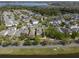 Aerial view of homes in a suburban neighborhood with lake and trees in the background at 6475 New Independence Pkwy, Winter Garden, FL 34787