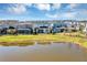 Scenic pond view with several houses featuring back patios and screened-in enclosures at 3964 Lightning Ct, Sanford, FL 32773