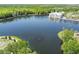 Beautiful aerial view of a lake and resort-style condos surrounded by lush landscaping at 906 Blue Sage St, Kissimmee, FL 34747