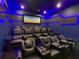 This theater room has multiple leather recliner seats and ambient blue lighting at 1739 Oak Blossom Dr, Davenport, FL 33837