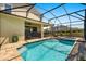 Inviting in-ground pool and spa with screened enclosure, brick paver decking, and lounge chairs at 1832 Sandy Park Trl, Kissimmee, FL 34747