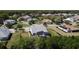 A lovely aerial view of a home featuring a screened pool, green lawn and well-manicured landscaping in a desirable neighborhood at 2055 Quiet Cv, Sanford, FL 32771