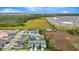 Panoramic aerial view of a home near a pond, lush greenery, and neighborhood at 5733 Iron Brand Rd, St Cloud, FL 34771