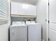 Bright laundry room with washer, dryer, white cabinets for storage, and natural light from the window at 133 Orange Ridge Dr, Longwood, FL 32779