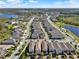 Aerial view of a well-designed neighborhood with lush landscaping, water views and sidewalks at 17055 Wynford Ln, Winter Garden, FL 34787