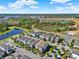 Community aerial view showcasing picturesque ponds, lush landscaping, and neatly arranged residential homes at 17055 Wynford Ln, Winter Garden, FL 34787
