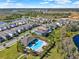 Beautiful aerial view of a planned community with a pool and multiple ponds at 17055 Wynford Ln, Winter Garden, FL 34787