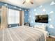 Cozy bedroom with whimsical cloud wall decor and a comfortable bed at 4704 Sleepy Hollow Dr, Kissimmee, FL 34746