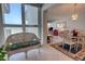 Sitting area includes a view of the ocean and colorful pillows on the seating at 5201 S Atlantic Ave # 405A, New Smyrna Beach, FL 32169