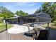 Backyard features a screened pool and patio with outdoor seating, perfect for relaxing or entertaining guests at 5370 Whispering Pine Cir, St Cloud, FL 34771