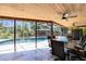 Covered patio offering a dining table set and a view of the screened pool and backyard at 5370 Whispering Pine Cir, St Cloud, FL 34771