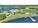 Stunning aerial view of community with waterfront access, pool, and lush landscaping at 8872 Bismarck Palm Dr, Winter Garden, FL 34787