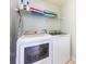 Well-equipped laundry room with modern washer, dryer, and ample shelving at 217 Sevilla Ave, Davenport, FL 33897