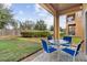 Cozy covered patio featuring an outdoor dining set and views of the backyard at 302 Calabria Ave, Davenport, FL 33897