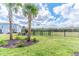 Lush backyard with a secure fence, offering privacy and space for outdoor activities at 844 Driving Range Ct, Reunion, FL 34747