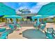 The Salty Rim Bar & Grill boasts vibrant blue umbrellas, inviting seating, and a fun, tropical atmosphere at 3083 Pirate Way, Kissimmee, FL 34747