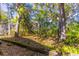 A tranquil view of the tree-lined backyard from the rear of the house at 410 N Niblick Ln, Lake Mary, FL 32746