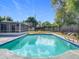 Backyard swimming pool surrounded by well-maintained landscaping and a privacy fence at 533 Baxter St, Orlando, FL 32806