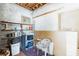 Unfinished storage room with exposed ceiling, shelving, and concrete block walls at 612 Kensington St, Eustis, FL 32726
