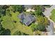 Expansive aerial view highlights well-maintained lawns, a screened pool, and many mature trees at 2140 Lilypad Ln, Windermere, FL 34786