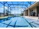 In-ground pool enclosed by a screen, complemented by a patio area and a well-maintained backyard with green landscaping at 4631 Cypress Forest Ln, St Cloud, FL 34772