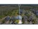 Beautiful aerial view of a modern home, private pool with screened enclosure and solar panels on the roof at 8549 Lovett Ave, Orlando, FL 32832
