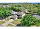 Birds-eye view of house showing the lawn, driveway, and nearby street, and other houses at 9649 Water Fern Cir, Clermont, FL 34711