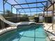 Relaxing screened-in pool area complete with a slide and a spa, perfect for entertaining at 115 Royalty Cir, Sanford, FL 32771