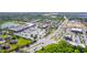 Aerial view of a commercial area featuring shopping centers, roads, and parking lots surrounded by greenery at 15221 Sunrise Grove Ct, Winter Garden, FL 34787