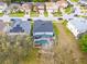 A high angle aerial view of a two-story home and a screened-in pool in its backyard at 16805 Sunrise Vista Dr, Clermont, FL 34714