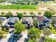 Aerial view of neighborhood homes located across the street from a green sports field at 2224 Romanum Dr, Winter Garden, FL 34787