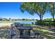 Scenic community picnic area with tables and a grill overlooking the lake, a perfect spot for outdoor gatherings at 2480 Northumbria Dr, Sanford, FL 32771