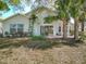 Back of house with palm trees in the back yard. Includes patio and sliding doors at 3960 Villas Green Cir, Longwood, FL 32779