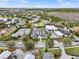 An aerial view of a neighborhood showcasing modern homes, lush landscaping, and tree-lined streets in a desirable area at 8521 Lake Nona Shore Dr, Orlando, FL 32827