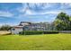 Backyard with a screened pool enclosure and plenty of grassy area at 1984 Windermere Rd, Windermere, FL 34786