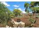 Inviting backyard area with a fire pit surrounded by comfortable seating and lush, green landscaping at 809 Poinsettia Dr, Eustis, FL 32726