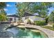 Backyard with a charming pool, surrounded by lush greenery and well-maintained patio at 1701 Palmer Ave, Winter Park, FL 32789