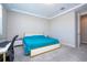 This is a bedroom featuring tray ceiling, carpet and an en-suite bathroom at 4994 Citrus Leaf Blvd, Winter Garden, FL 34787