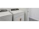 Modern white washer and dryer set in a functional laundry area at 16450 Bird Of Paradise Ave, Clermont, FL 34714