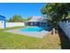 Relaxing backyard pool with stylish blue accents, seamlessly merging indoor and outdoor living at 604 Missouri Ave, St Cloud, FL 34769