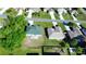 Aerial view of a home with a backyard, surrounded by other houses and green trees at 608 Robin Ln, Kissimmee, FL 34759