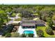 Wide aerial view of a home showcasing a backyard pool, screened porch, and ample space at 1285 Seminole Ave, Longwood, FL 32750