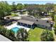 Backyard aerial view of home with pool, screened-in porch, and large grassy area at 1285 Seminole Ave, Longwood, FL 32750