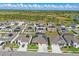 Aerial view of a residential community with multiple homes with solar panels, showcasing neighborhood and environment at 588 Hitch Loop, St Cloud, FL 34772