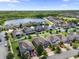 Stunning aerial view of the community, showcasing a lake, lush landscaping, and well-maintained homes at 8433 Corkfield Ave, Orlando, FL 32832