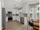 Modern kitchen with stainless steel appliances, white cabinets, and a gray backsplash at 848 Jadestone Cir, Orlando, FL 32828