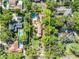 An aerial view of the property surrounded by mature trees, featuring a pool at 851 Georgia Ave, Winter Park, FL 32789